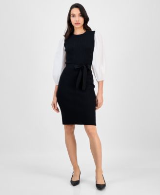 Robbie Bee - Women's Mixed-Media Sweater Dress
