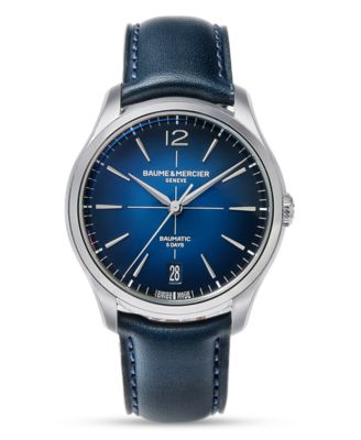 Baume & Mercier - Men's Swiss Automatic Clifton Blue Leather Strap Watch 39mm