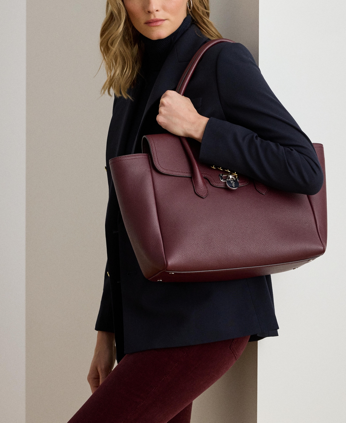 Ralph Lauren Pebbled Leather Extra-large Tanner Satchel In Animal Print