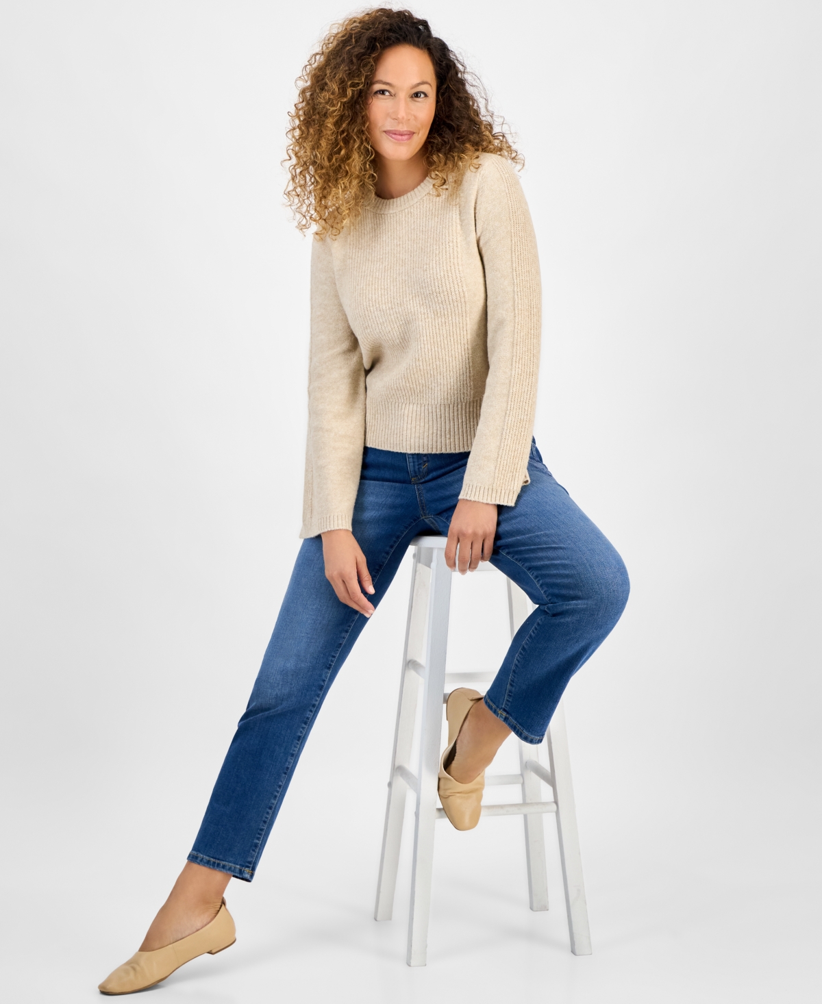 Style & Co Petite Ribbed Bell-Sleeve Sweater, Macy's Exclusive