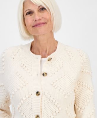 Petite Pom Pom Pattern Cardigan, Macy's Exclusive