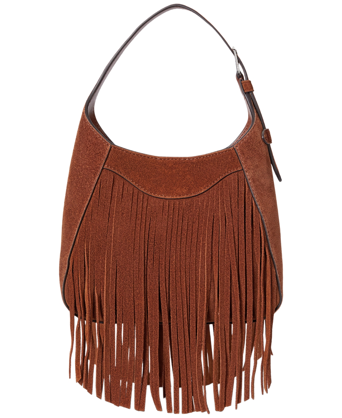 Ralph Lauren Tanner Small Suede Fringe Shoulder Bag In Brown