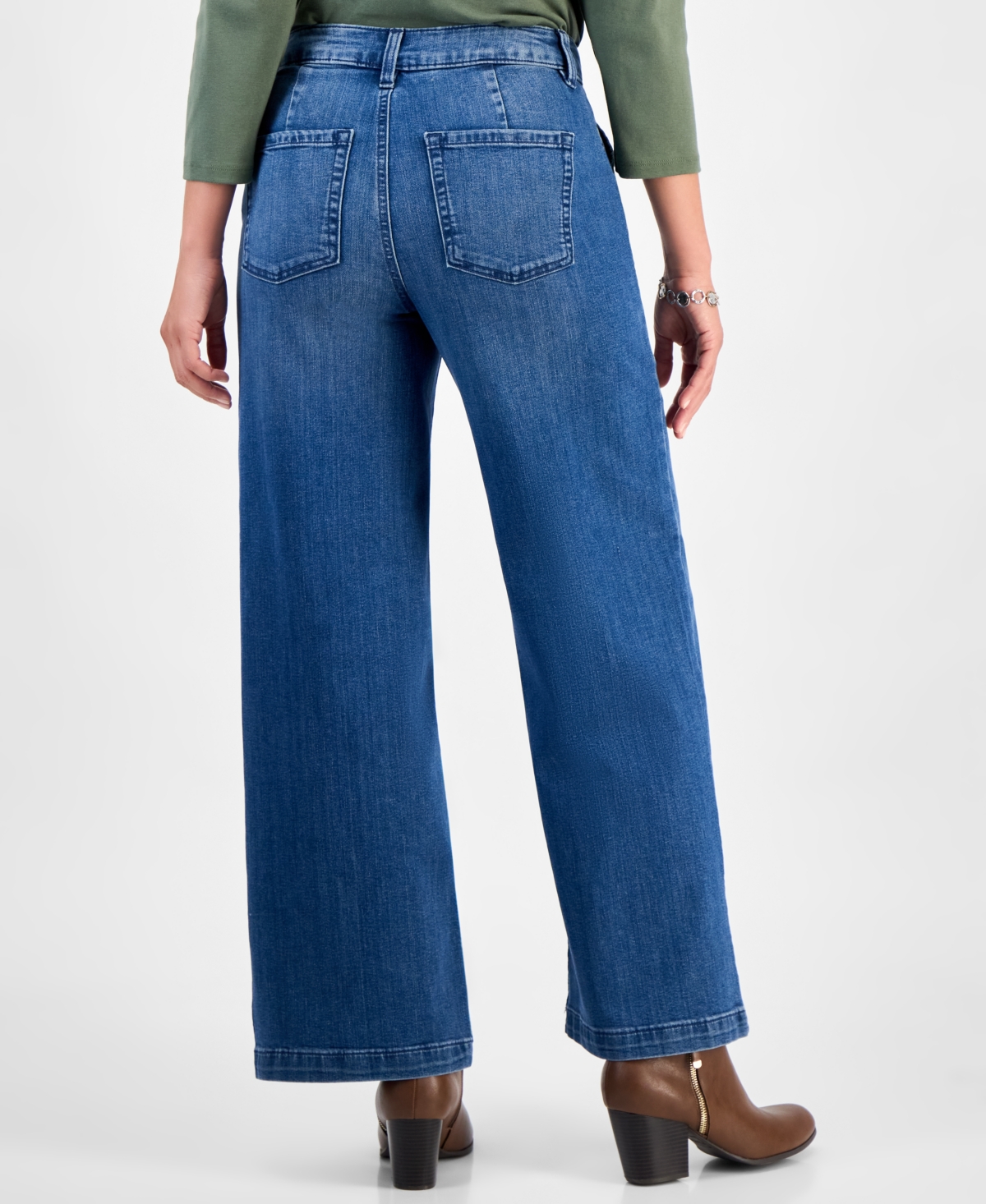 Style & Co Petite High-rise Wide-leg Jeans, Macy's Exclusive In Blue