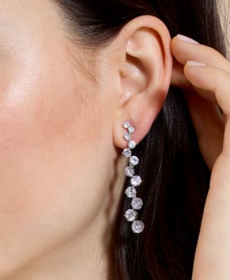 Cubic Zirconia Linear Drop Earrings