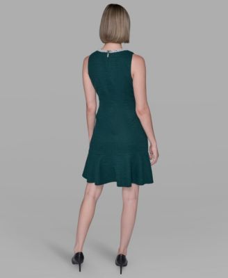 Women's Embellished Knit Tweed A-line Dress