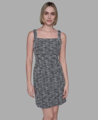 Women's Metallic Knit Tweed Sheath Mini Dress