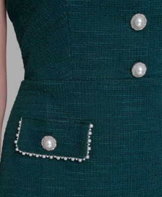 Women's Embellished Knit Tweed A-line Dress