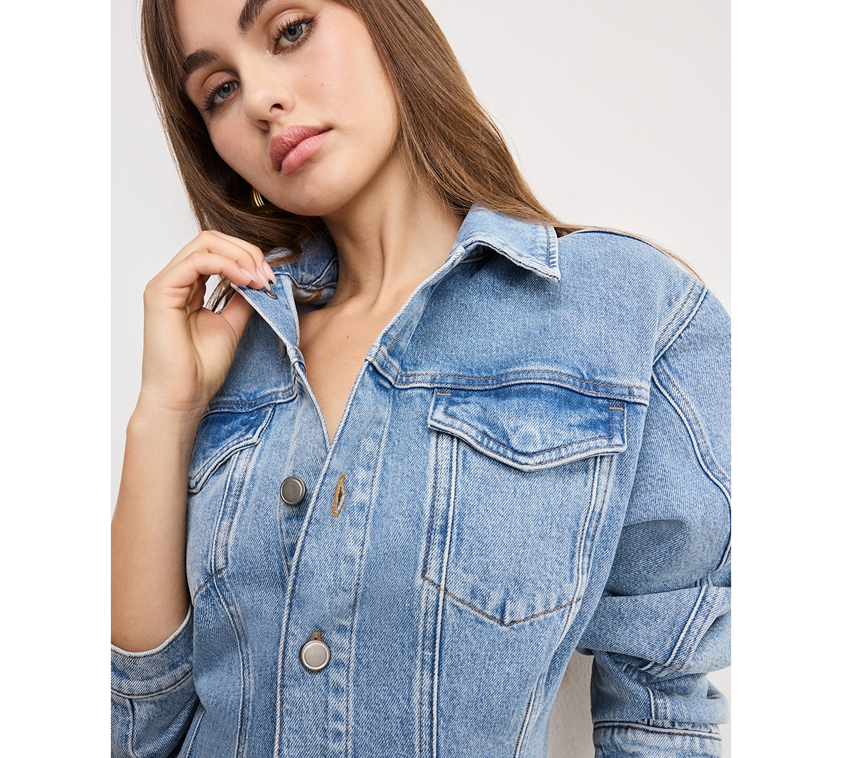 Good American Barrel Long Sleeve Denim Mini Shirtdress In Blue