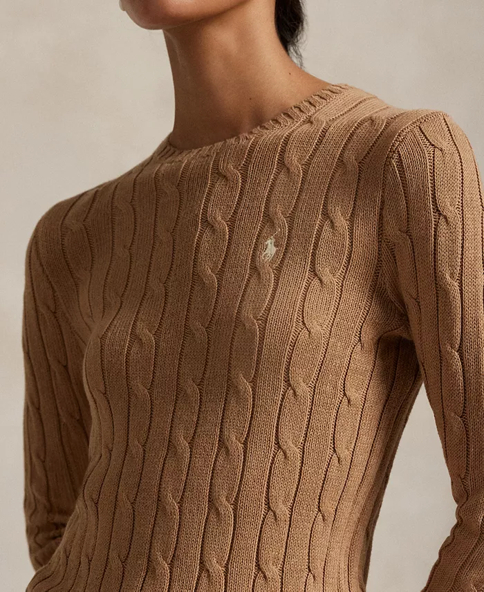 Women's Cable-Knit Cotton Crewneck Sweater - thumbnail 8