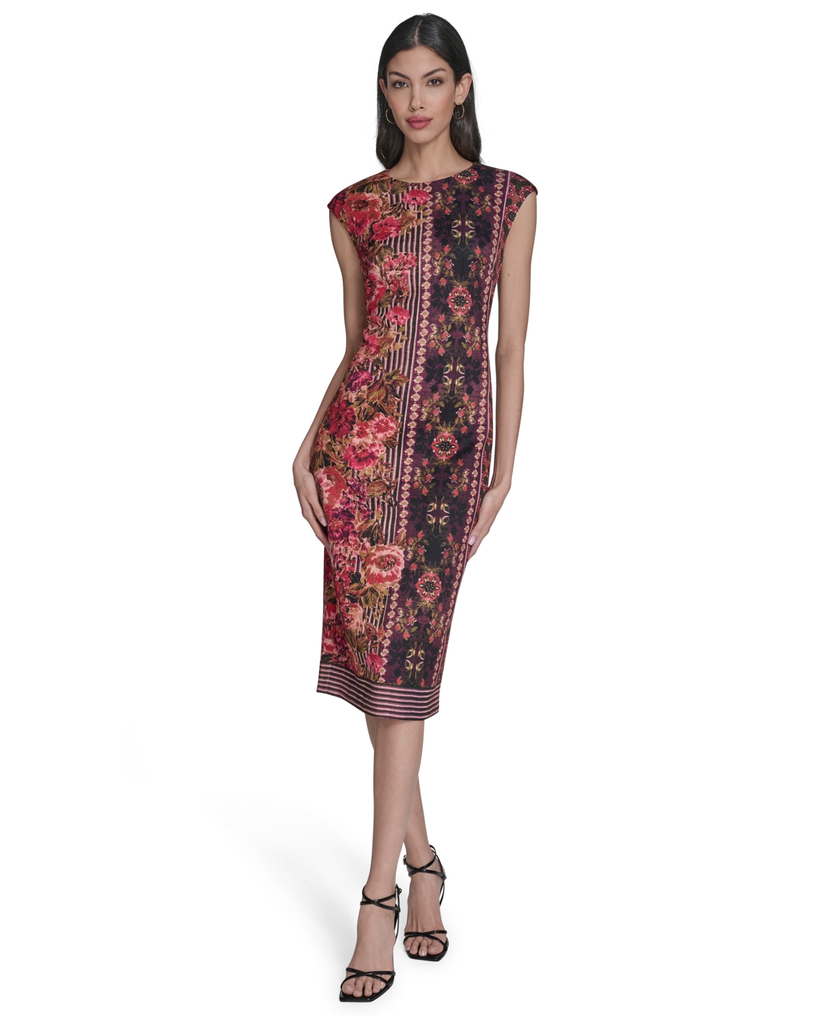 Vince Camuto Women's Printed Scuba Extended Sleeve Bodycon Dress In Multi
