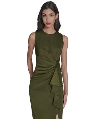 Women's Satin Tuck-Waist Midi Dress