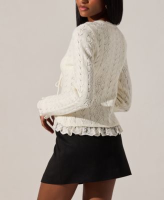 Women's Lacey Scoop Neck Cardigan