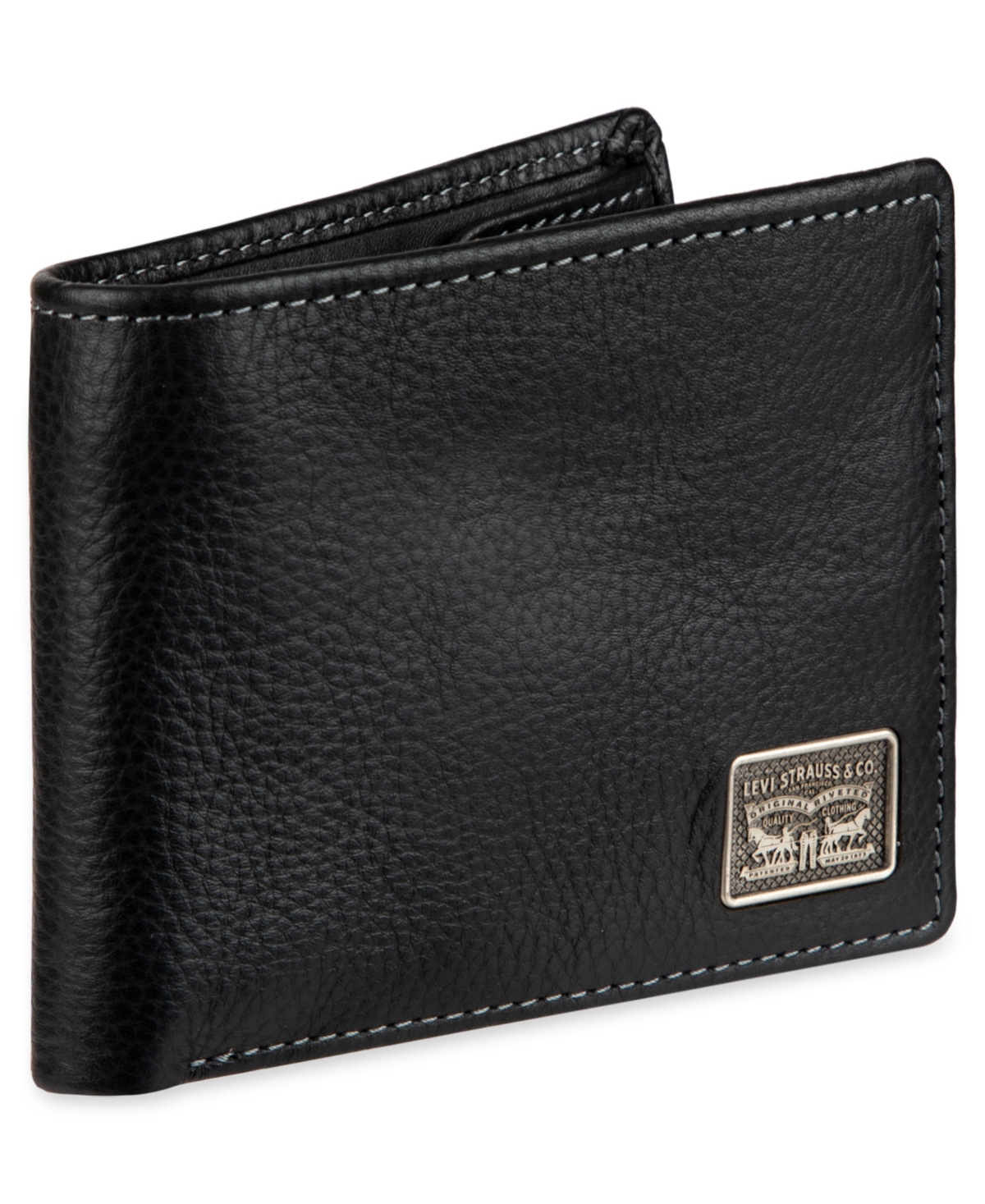 Levi's Men's Bill Divider And Ornament Passcase Wallet In Black