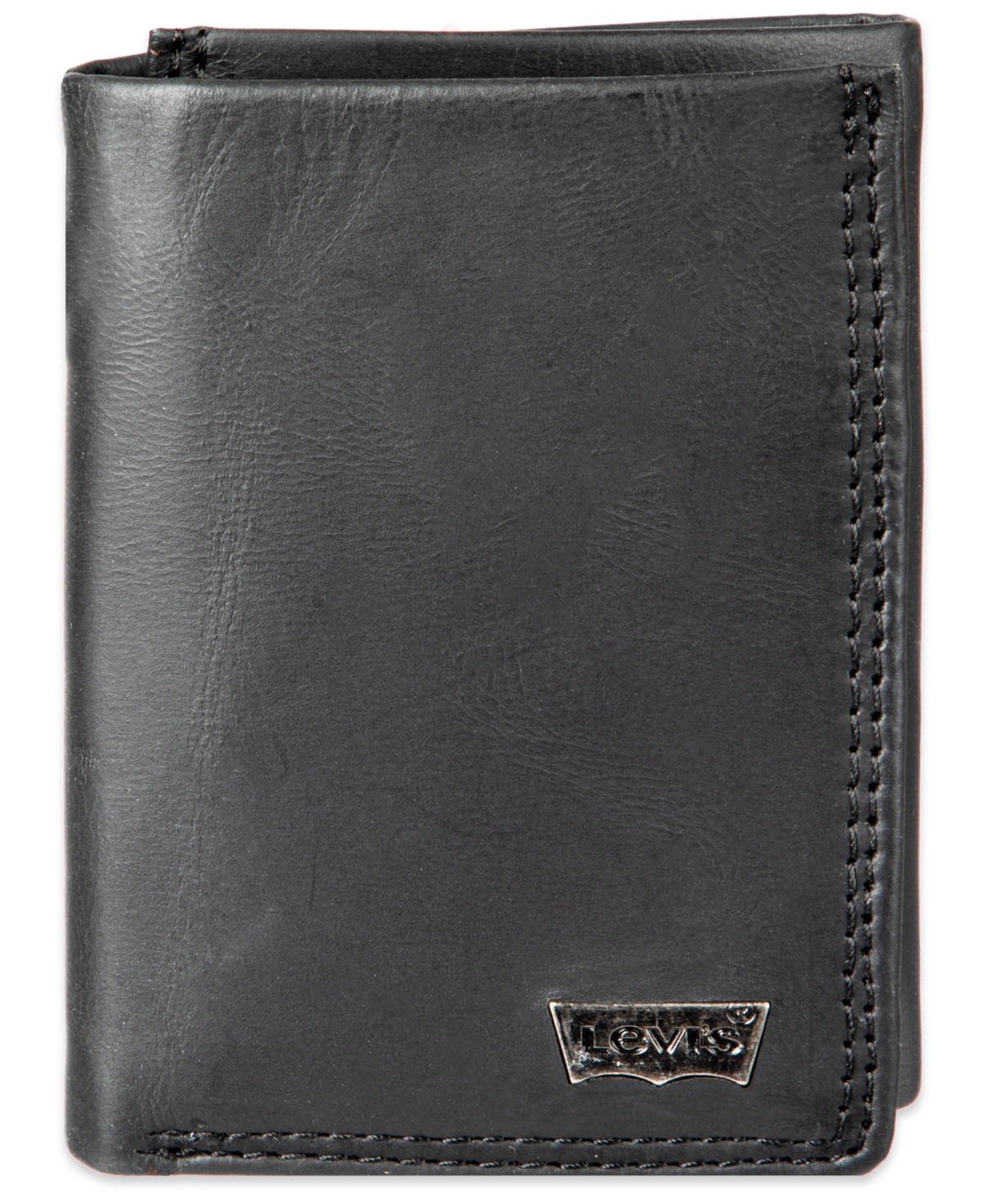Levi's Men's Rfid Genuine Leather Extra-capacity Conrad Trifold Wallet In Black