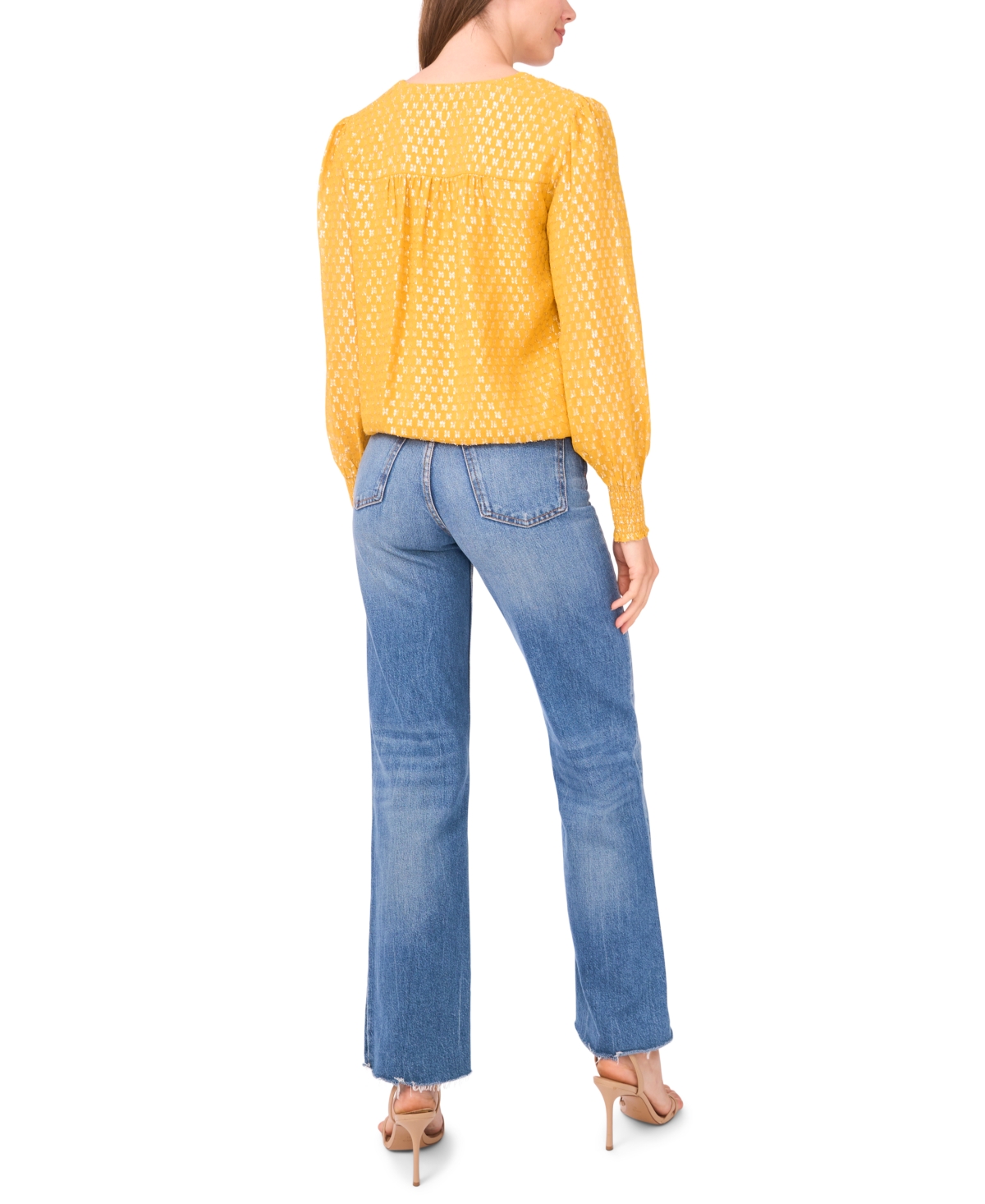 Sam & Jess Women's Blouson V-neck Top In Gold