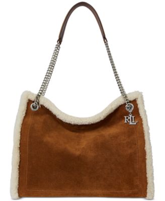 Lauren Ralph Lauren - Bradley Large Shearling Trim Suede Tote Bag