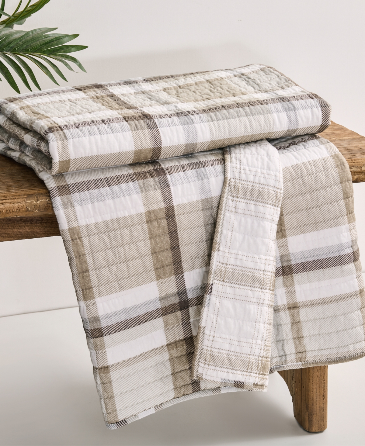 Levtex Spencer Red Plaid Reversible Quilted Throw, 60" X 50" In Brown
