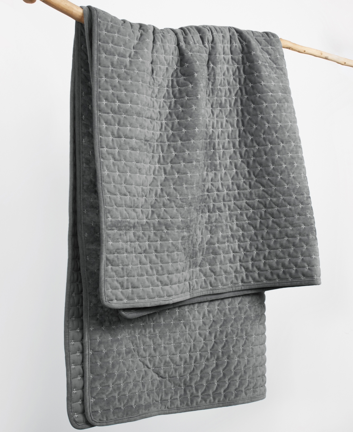 Levtex Velvet Stitch Reversible Quilted Throw, 50" X 60" In Gray