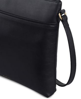 Pockets Large Leather Ziptop Crossbody Bag