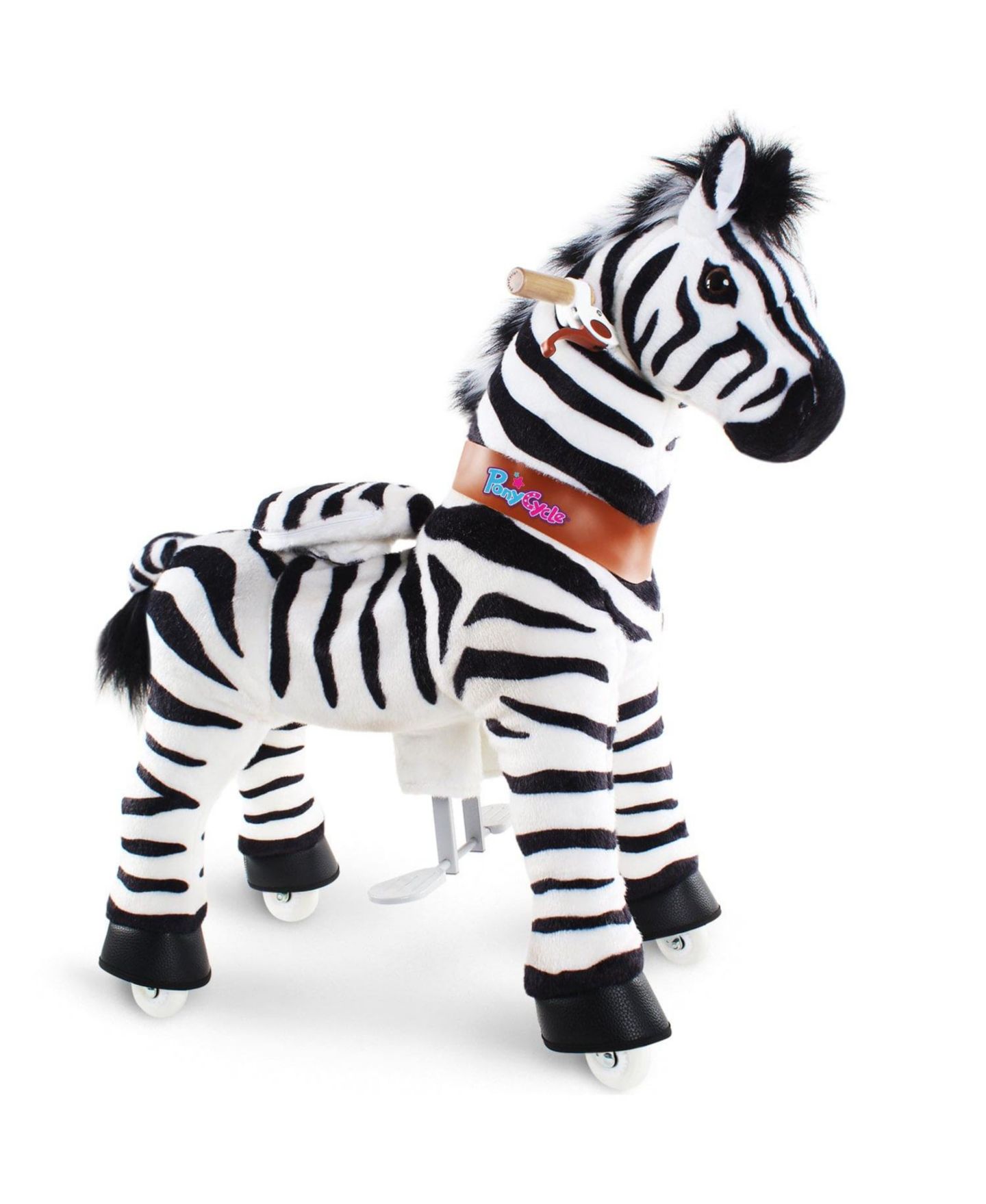 Детская игрушка PonyCycle Model U Zebra Ride-On with Hand Brake, Ages 4-7, цвет: Чёрный / Белый — фото 1