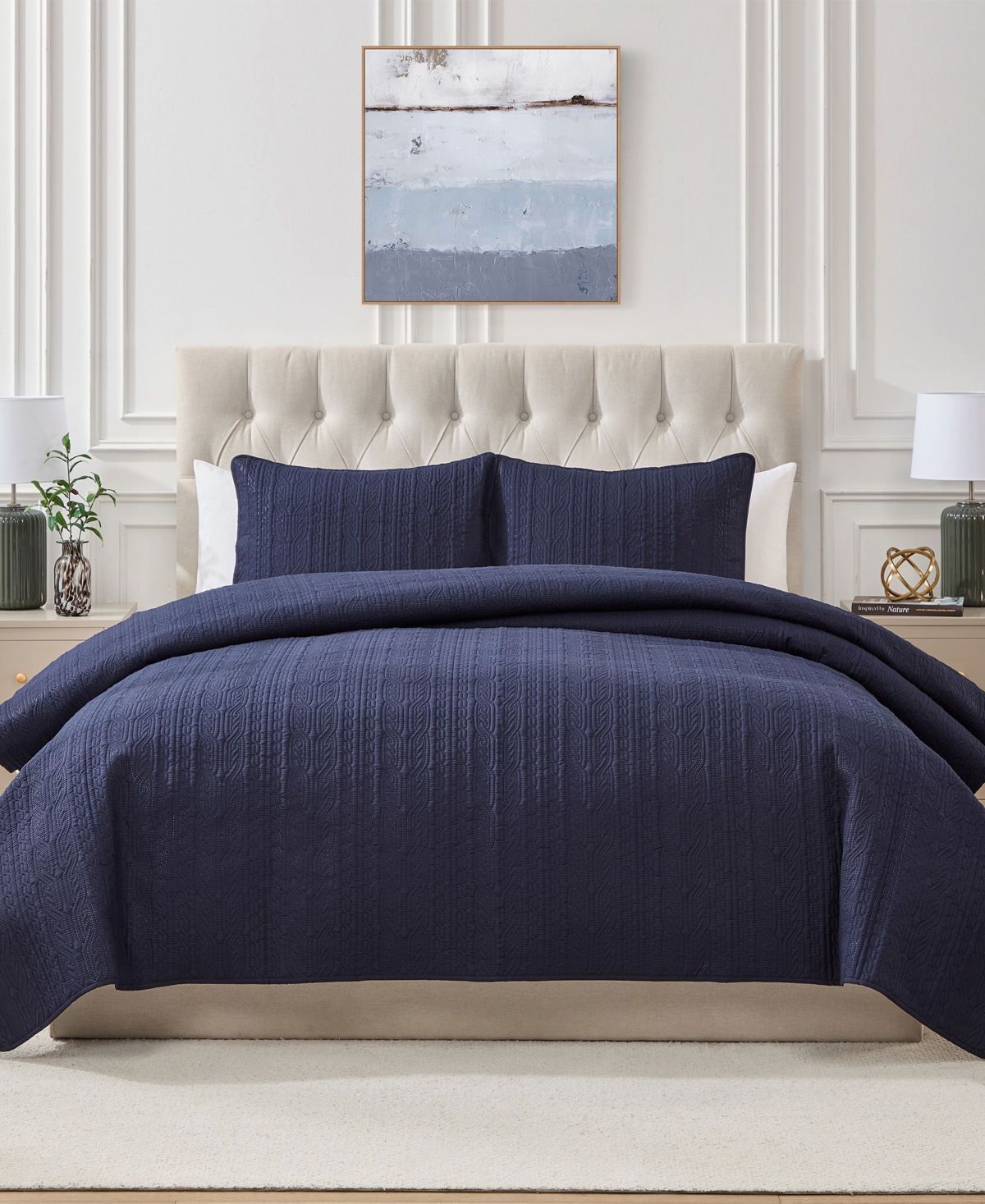 Seventh Studio Cable-Knit Pinsonic Microfiber -Pc. Quilt Set