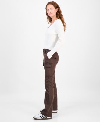 Juniors' High-Rise Twill Bootcut Cargo Pants