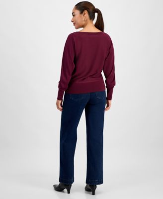 Petite Flat-Front Denim Pants, Created for Macy's