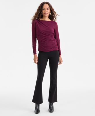 Petite Ruched Long-Sleeve Top, Macy's Exclusive