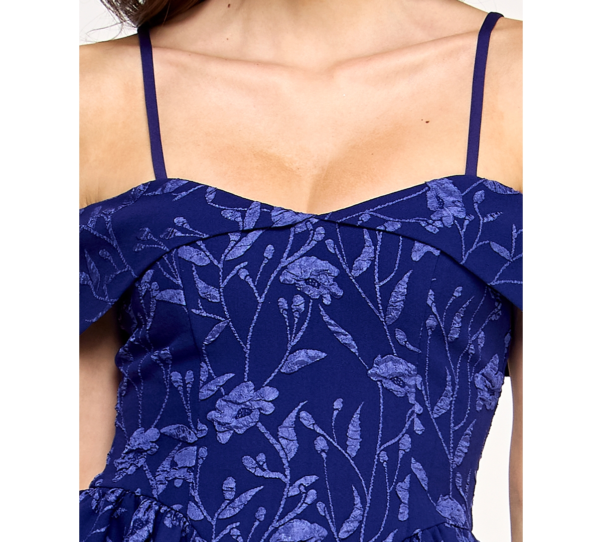 Violet Weekend Women's Juniors' Jacquard Drop-waist Fit & Flare Dress In Blue