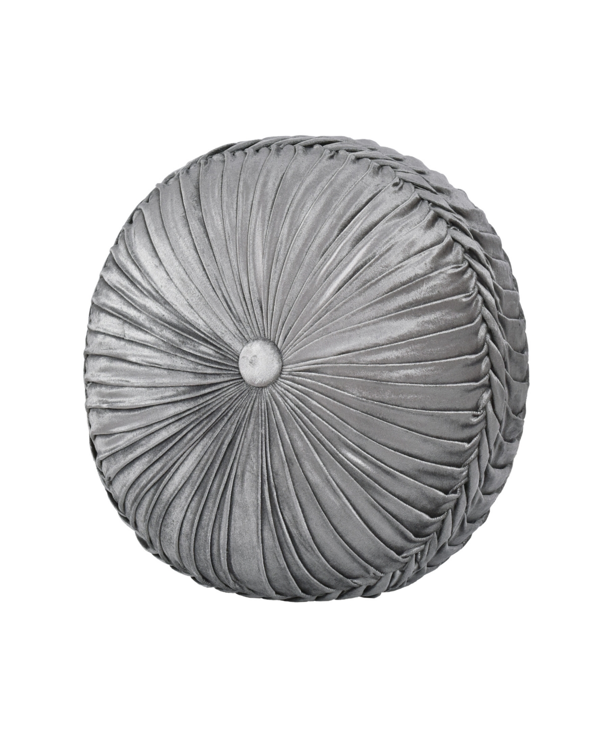 J Queen New York Annabelle Tufted Round Decorative Pillow, 15" X 15" In Silver