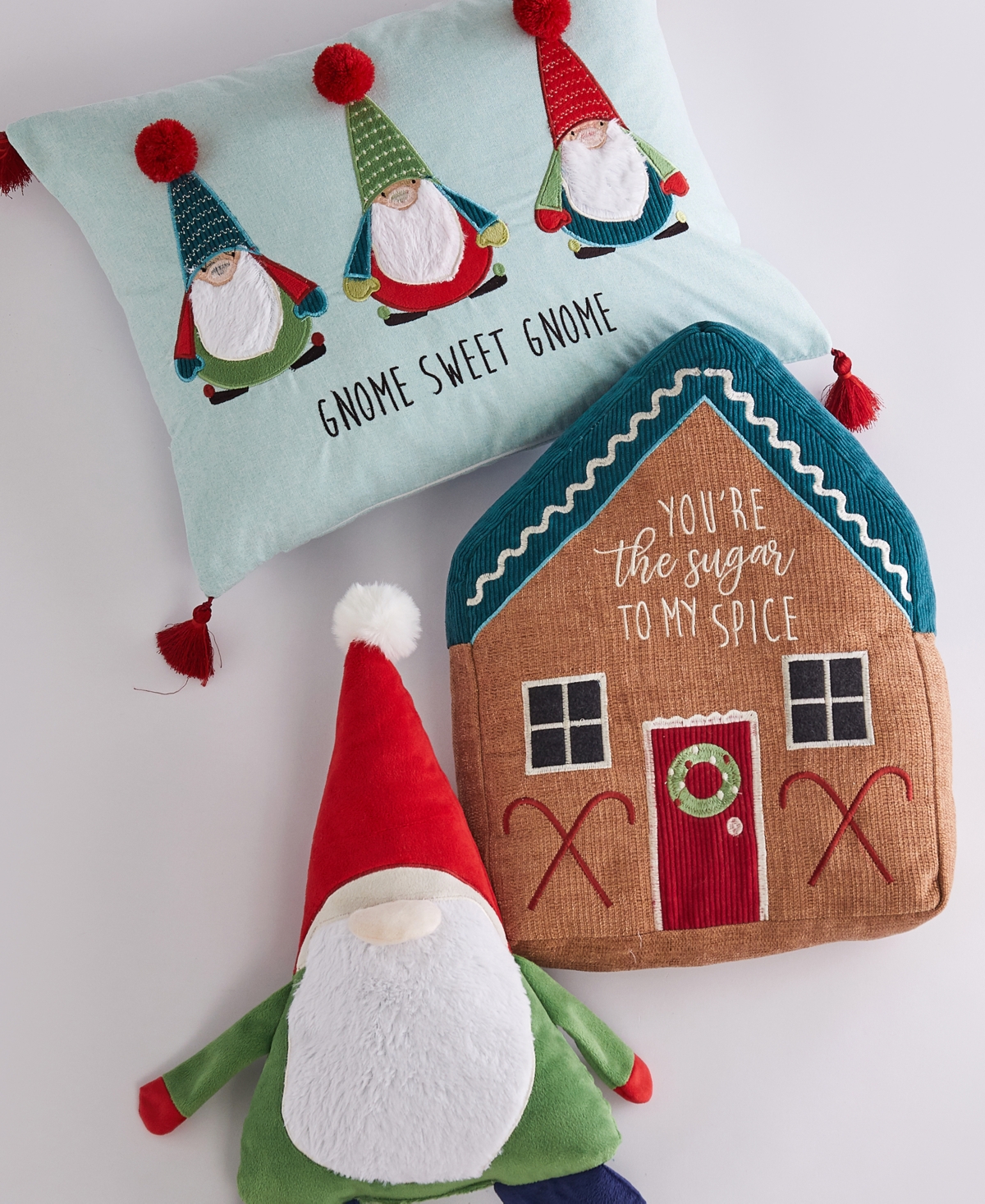 Levtex Gnome For The Holidays Gingerbread House Decorative Pillow, 11" X 15" In Blue