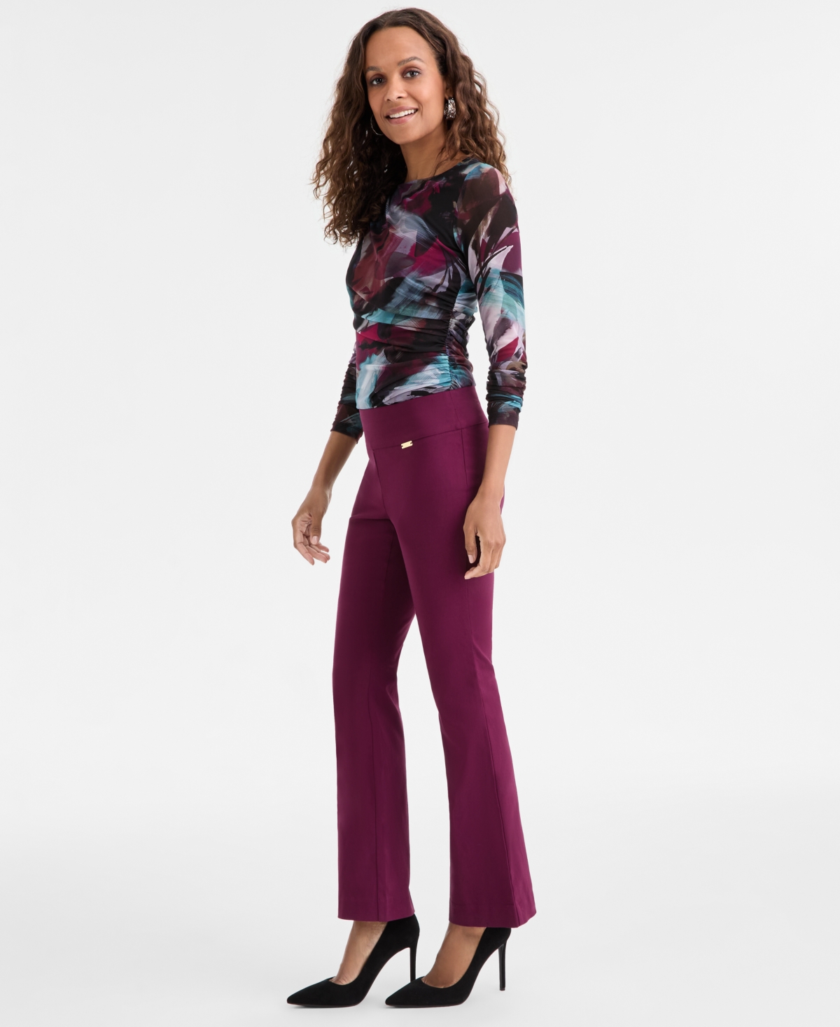 Inc International Concepts Petite Mid-rise Bootcut Pants, Petite & Petite Short, Created For Macy's In Purple