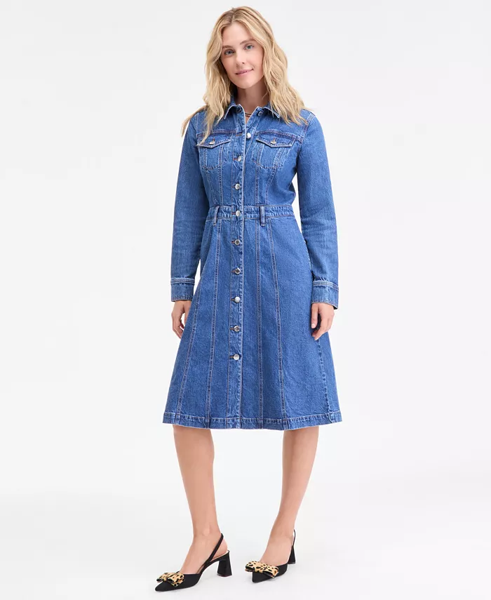 Women's Denim Midi Shirtdress - thumbnail 7