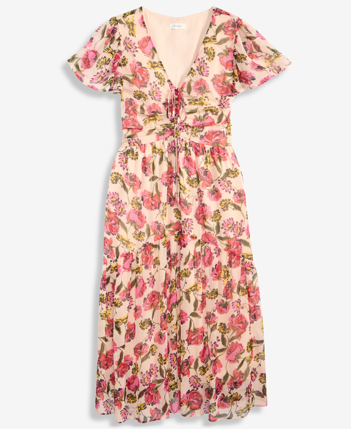 On 34th Women's Floral-print Flutter-sleeve Midi Dress, Macy's Exclusive In Multi