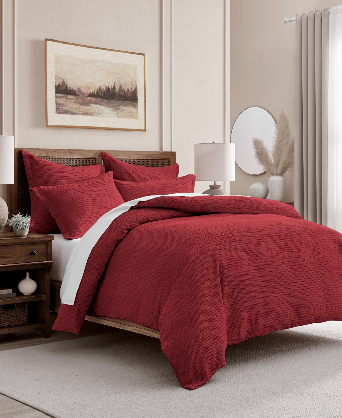 Levtex Cloud Waffle Textured 3-pc. Comforter Set, King/california King In Red