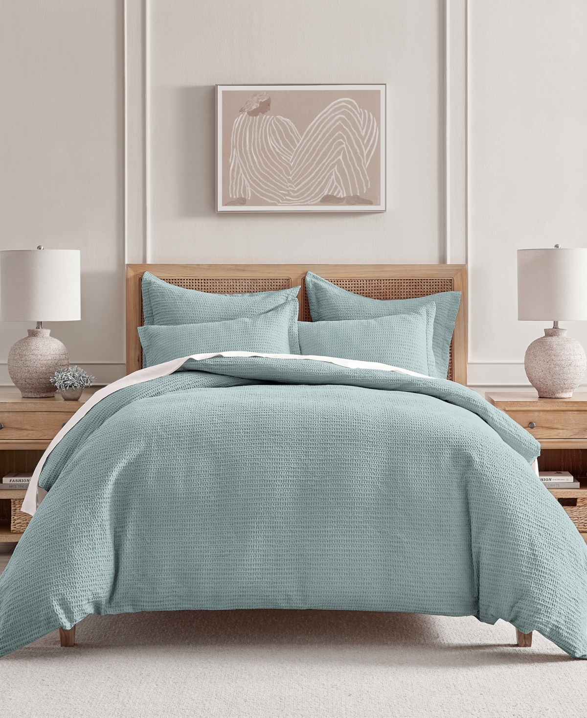 Levtex Cloud Waffle Textured 3-pc. Duvet Cover Set, Full/queen In Blue