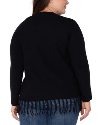 Plus Size Fringe Dolman Long Sleeve Sweater