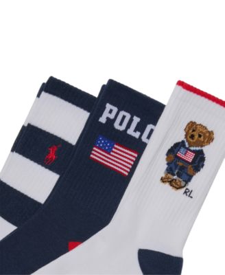 Little Boys 3-Pack Americana Bear Socks
