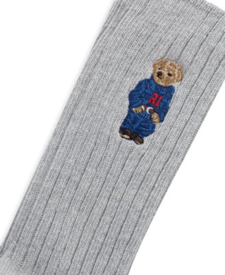 Men's Embroidered Bear Crew Socks