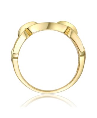 14k Gold Plated with Cubic Zirconia Pave Chain Link Ring
