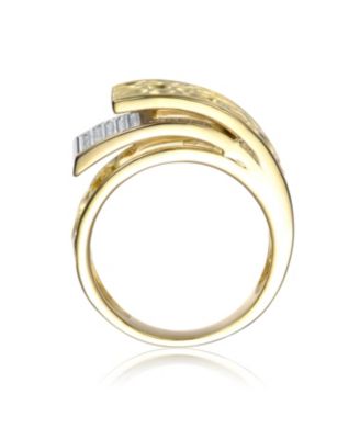 14k Gold Plated with Cubic Zirconia Hammered Coiled Wrap Ring
