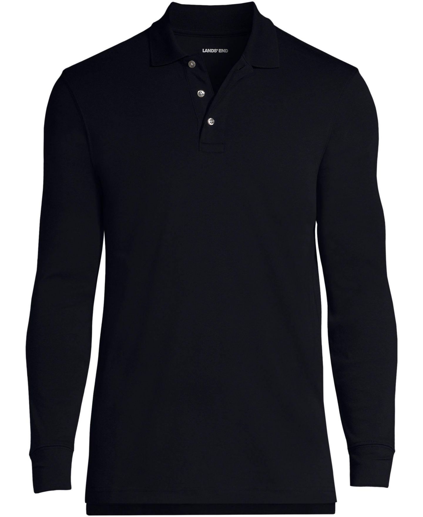 Мужское поло Lands' End School Uniform Long Sleeve Interlock Polo Shirt, цвет: Чёрный — фото 9