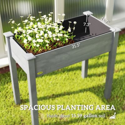 34" Raised Garden Bed Elevated Wooden Planter Box with Holes,