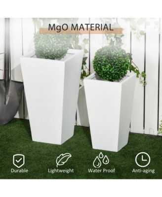 2-Pack MgO Flower Pots with Drainage Hole, Outdoor Planters