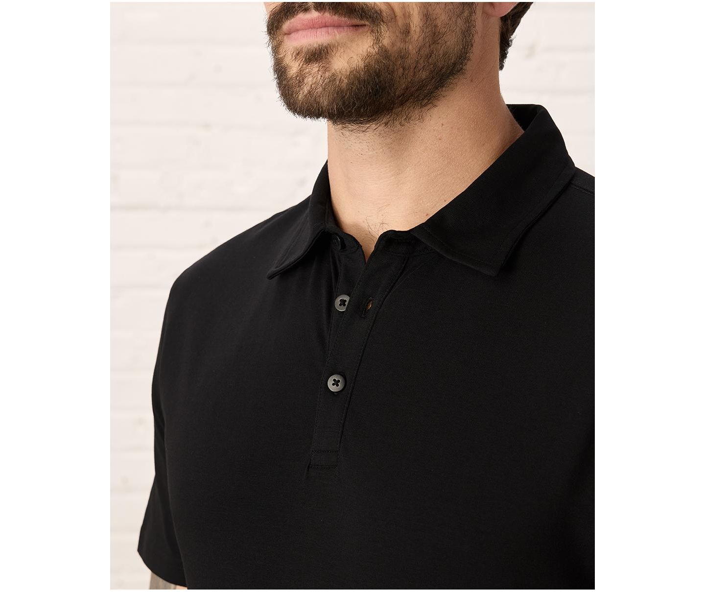 Мужское поло Pact Organic Cotton Luxe Stretch Jersey Slim Polo, цвет: Чёрный — фото 3