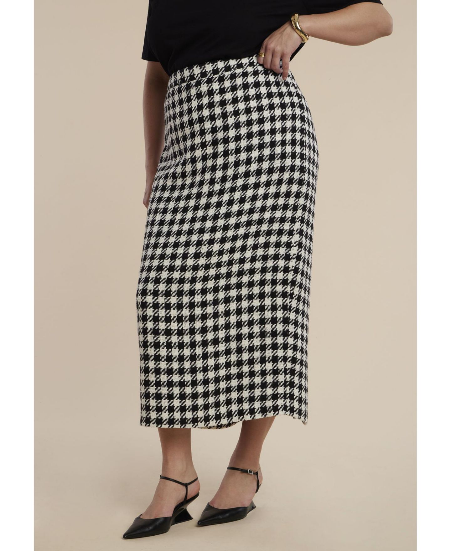 Женская юбка ELOQUII Plus Size Houndstooth Column Maxi — фото 2