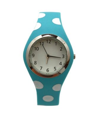 Light Blue Polka Dots Silicone Band Women Watch