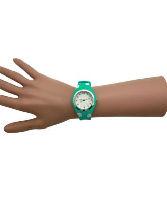 Mint Polka Dots Silicone Band Women Watch