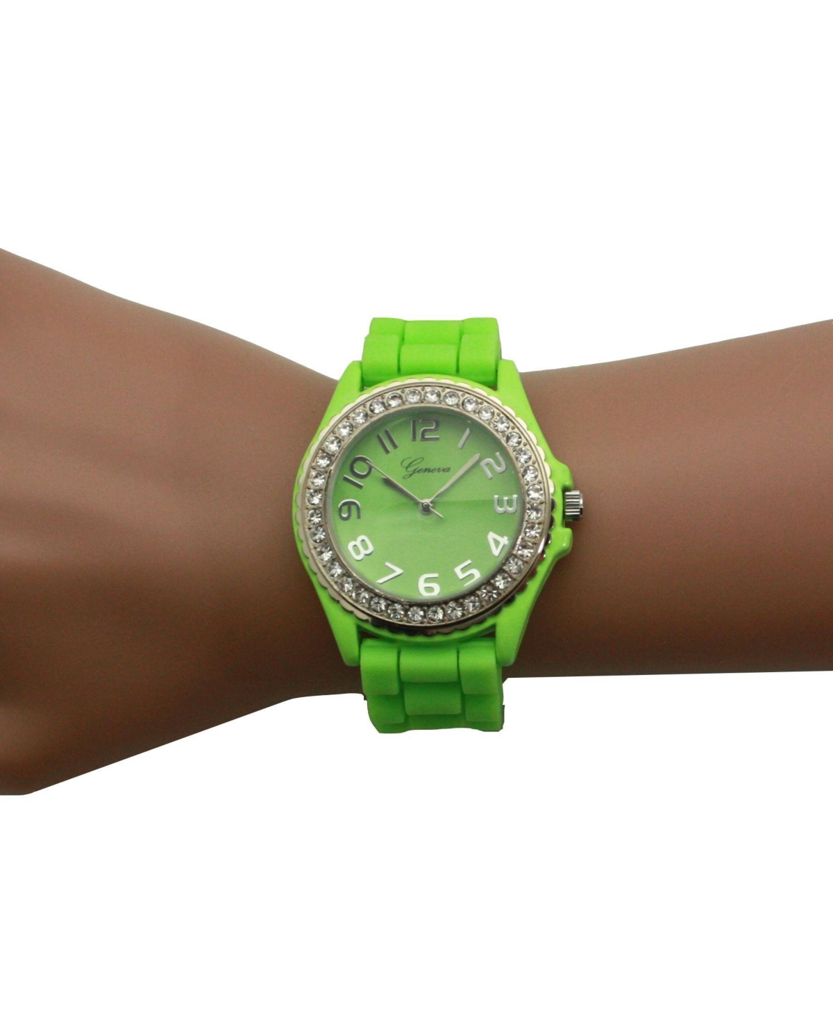 Olivia Pratt Lime Every Day Silicone and Rhinestones Colorful Women Watch