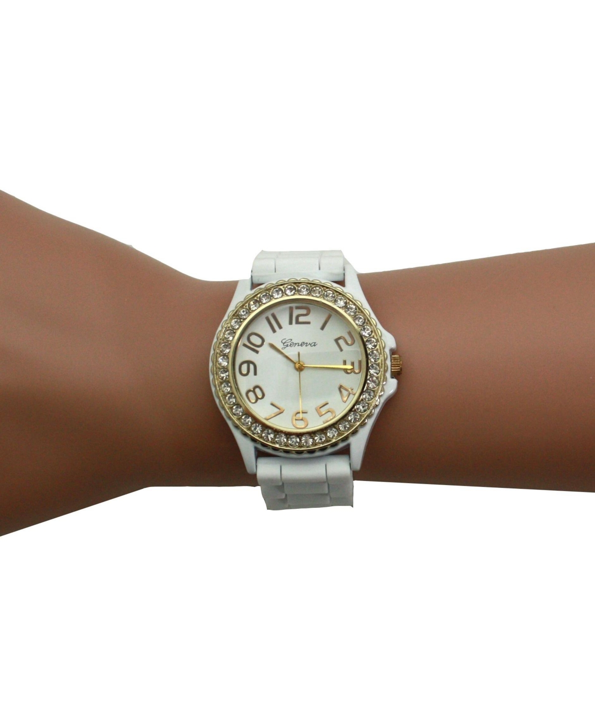 Olivia Pratt White Every Day Silicone and Rhinestones Colorful Women Watch